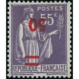 France 1940-41 Surcharges 50c. on 55c. violet, surcharge inverted,
