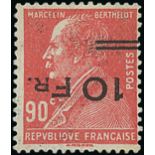 France 1928 "Ile de France" Issue 10fr. on 90c. red, surcharge inverted,