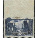 France 1929 Tourist Issue "Port de la Rochelle" 10f. blue, type III, from the top of the sheet...