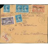 France 1900-27 "Merson" Issues 1906-20 Issue 60c. Cours d'instruction, triple overpint, of whic...