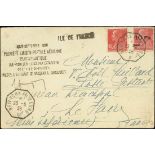 France 1928 "Ile de France" Issue 10fr. on 90c. red, together with non-surcharged "Berthelot" 9...