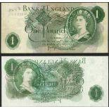 Bank of England, J.B. Page, ERROR £1 (2), AN53 628750, AN03 945891, (EPM B322)