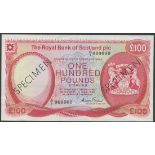 Royal Bank of Scotland plc. specimen £100, 3 May 1982, serial number A/1 000000, (PMS RB84s),