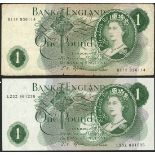 Bank of England, J. S. Fforde, a group of £1 (16), ND (1967), (EPM B301),