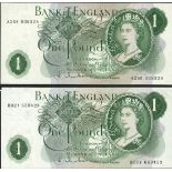 Bank of England, J. Q. Hollom, a group of £1 (53), 1963, complete prefixes from A--R to B--Y, (...