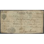 Norwich Bank (Sir Roger Kerrison & Thomas Allday Kerrison), £10, 7 September 1805, serial numbe...