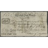 Welshpool Bank, Montgomeryshire, Mytton, Jones & Mytton £1, 4 April 1814, serial number X97, (O...