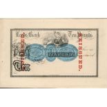 Leeds Bank, proof £10 on thin card, 18-, (Outing 1133 for similar design, possibly unrecorded t...