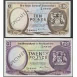 Royal Bank of Scotland plc. specimen £10, 3 May 1982, serial number A/49 000000, (PMS RB82as, 8...