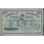 The Nottingham & Nottinghamshire Bank Company Limited, an unissued £5, 18-, serial number 14016...