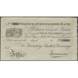 Warwick and Warwickshire Bank, Greenway, Smith and Greenways, part issued £50, Leamington, 18-,...