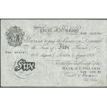 Bank of England, P.S. Beale, £5, 5th August 1950, serial number S23 015121, (EPM B270)