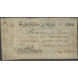 Saddleworth New Bank (Roydes, Hobson & Co.), £1, 12 October 1820, serial number 84, (Outing 184...