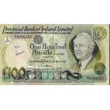 Provincial Bank of Ireland, £100, 1st March 1981, serial number TN001225, (PMI PR108R)