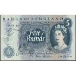 Bank of England, J.S.Fforde, £5 (6), ND (1967), prefixes 35A, 62A (two consecutive), 02B, 52B a...