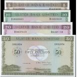 Ulster Bank Limited, £5, £10, £20, £50, 1st February 1988, 1st October 1982, serial number C041...