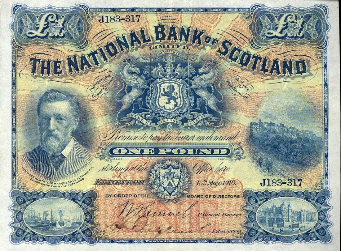 National Bank of Scotland Limited £1, 15 May 1916, serial number J183-317 (PMS NA29, Banknote Y...