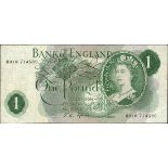 Bank of England, J. S. Fforde, replacement £1, serial number U01M 714589, (EPM B306),