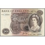 Bank of England, J.B.Page, £10 , ND (1971), serial number M01 280082, (EPM B327),