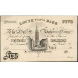 Hull Banking Company, Louth Branch Bank, proof £5 on thin card, Louth, 183-, (Outing 1285a for...