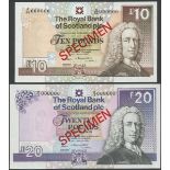 Royal Bank of Scotland plc. specimen £10, 24 January 1990, serial number A/96 000000, (PMS RB87...