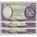 Royal Bank of Scotland Limited £20 (3), 1 May 1981, serial numbers A/3 884314/15/16, (Banknote...