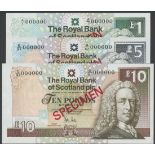 Royal Bank of Scotland plc. specimen £1, 25 March 1987, serial number A/1 000000, (PMS RB85s, 9...