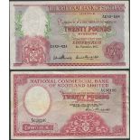 National Bank of Scotland Limited, £20, 1 November 1957, serial number A032-334, (PMS NA69, NC4...