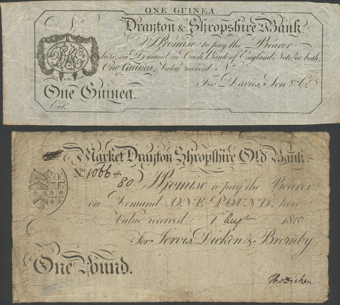 Market Drayton Shropshire Old Bank (Jervis, Dicken & Bromby), £1, 1 August 1815, serial number...