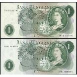 Bank of England, J. B. Page, a group of £1 (45), ND (1970), (EPM B320).