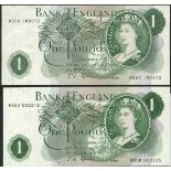 Bank of England, J.S. Fforde, a group of £1 (41), ND (1967), (EPM B305),