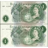 Bank of England, L.K. O'Brien, a group of £1 (36), ND (1960), (EPM B281, B282),