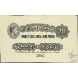 East African Currency Board, a printers archival die proof 20 shillings, ND (1941), (Pick 30 fo...