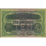 East African Currency Board, 10 shillings, 15 December 1921, serial number B/7 12675, (Pick 14,...