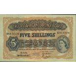 East African Currency Board, 5 shillings, Nairobi, 31 March 1953, prefix G/69, (Pick 33, TBB B2...