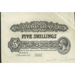 East African Currency Board, a printers archival uniface black and white die proof of a 5/-, 15...