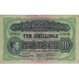 The East African Currency Board, a printers archival specimen 10 Shillings, 2 January 1939, ser...
