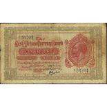 East African Currency Board, 1 rupee, Mombasa, 7 April 1920, black serial number A/1 26201, (Pi...