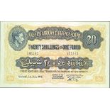 East African Currency Board, 20 shillings, Nairobi, 1 June 1939, serial number F/4 95145, (Pick...