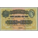 East African Currency Board, 20 shillings, Nairobi, 1 April 1954, serial number D61 72053, (Pic...