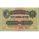 East African Currency Board, 20 shillings, Nairobi, 1 June 1939, serial number E/3 70447, (Pick...