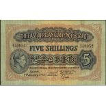 East African Currency Board, 5 shillings, Nairobi, 2 January 1939, serial number M/3 40952, (Pi...