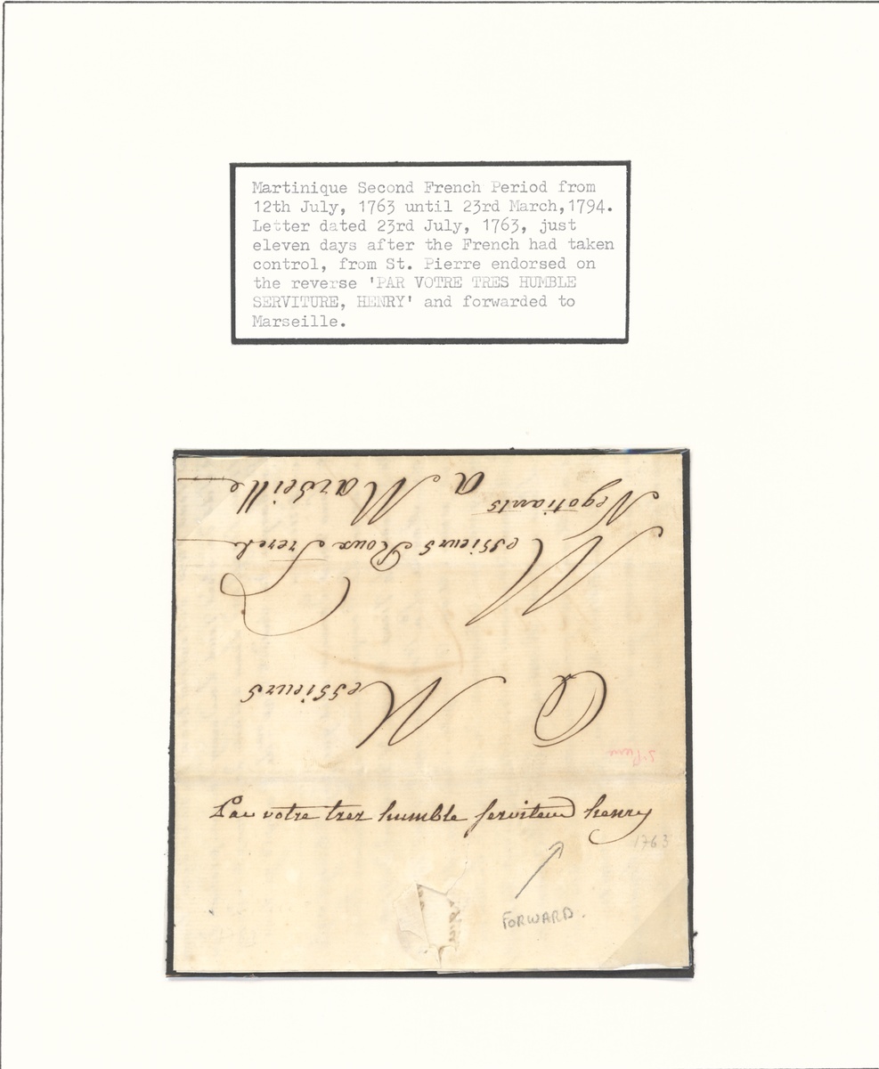 French Colonies - Martinique. The Brian Brookes Collection Postal History Second French Period...