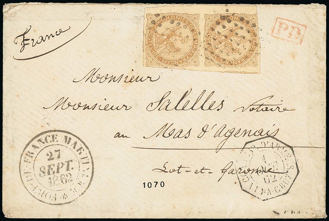 French Colonies - Martinique. The Brian Brookes Collection Postal History The Mexican Line 1862...