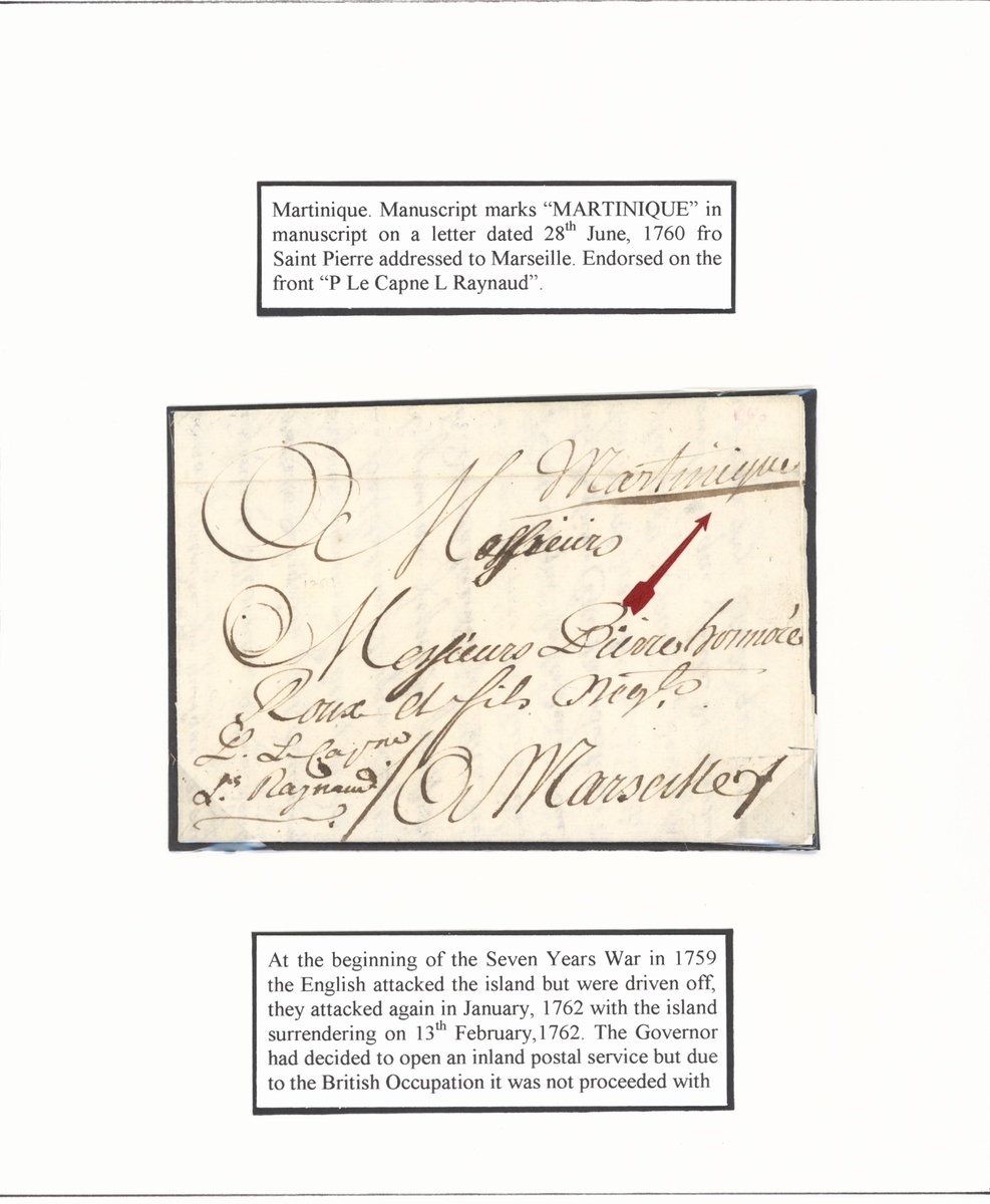 French Colonies - Martinique. The Brian Brookes Collection Postal History Early Letters 1760 (2...