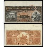 Brazil. Republica dos Estados Unidos do Brazil. 1 Mil Reis. No date (1917). P-5s. Black on oran...