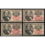 Fifth Issue 25 Cents Fractional Currency Grouping. Uncirculated. Some minor teller handling is...