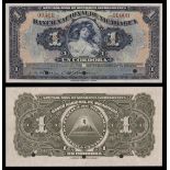 Nicaragua. Banco Nacional de Nicaragua. 1 Cordoba. 1932. P-63s. Blue on multicolor. Semi-nude w...