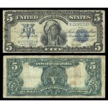 Fr.280. $5. Silver Certificate. 1899. Indian Chief. Elliott-White. No. N1697058 B. Fine. lightl...