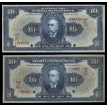 Brazil. Republica dos Estados Unidos do Brazil. 10 Mil Reis. No date (1925). P-39s. Blue on mul...